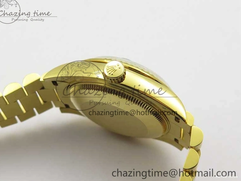 0516 Daydate 278288 31mm YG EWF Best Edition Green Malachite Dial on YG President Bracelet ETA SunProtective 2605